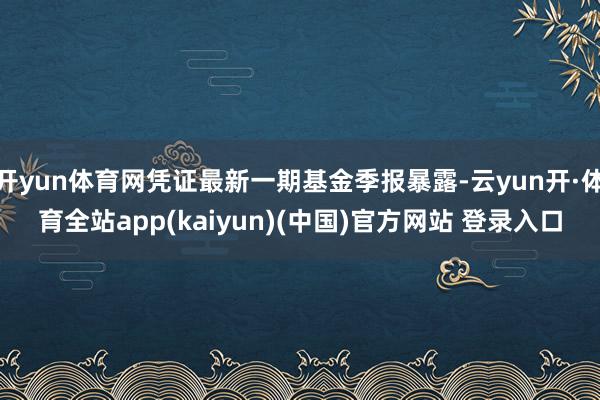 开yun体育网凭证最新一期基金季报暴露-云yun开·体育全站app(kaiyun)(中国)官方网站 登录入口